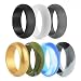 POPSPARK Silicone Wedding Rings for Men, Durable 7 Packs Silicone Ring Non-toxic Comfortable Silicone Wedding Bands for Yoga, Crossfit, Weight Lifting, Fitness
