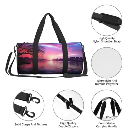 Travel Duffle Bag Weekender Bags for Men Women with Shoe Compartment Large Capacity Weekender Overnight Bag Purple Sunset on Water Carry On Tote Bags Sport Gym Bag for Travel Yoga4