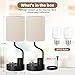 Bedside Table Lamps for Bedroom Set of 2 - Nightstand Light with AC Outlet and USB A & C for Charging, 3 Color Temperatures, Study Desk Lamp with Pen Holder & Phone Stand for Living Room/Dorm/Office