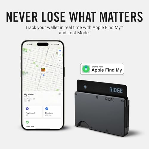 Image of Ridge Wallet Tracker Card Compatible with Apple Find My, Slim Tracking Card - Wallet Finder, Item Locator for Luggage Tags, Passports, Phone - MFi Certified, IPX67 Water Resistance