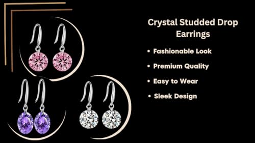 Image of Nilu's Collection Enchanting Light Weight Cubic Zircon Crystal Drop Earrings for Women and Girls, for Daily Use, Office Use