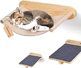 Kidken Muro de Escalada para Gatos con 2 Escaleras para Gatos [30X20cm Extra Grande Y Estable] 1 Hamaca De Pared para Gatos, Estante para Gatos, Muebles para Gatos Extraíble, Capacidad De Carga 15KG