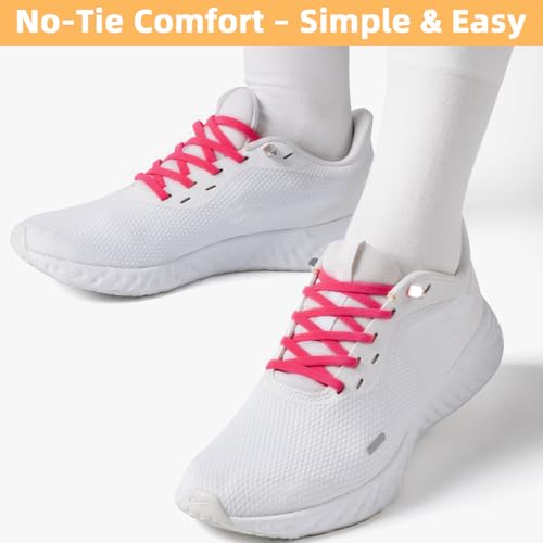 Image of Stepace 2 Pairs Elastic No Tie Shoe Laces for Kids and Adults Sneakers, Stretch Flat Tieless Shoestrings