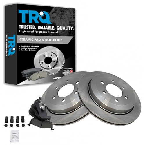Image of TRQ Rear Ceramic Brake Pad and Rotor Set