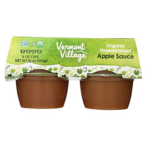 Vermont Village Organic Unsweetened Applesauce 4 cups, 16oz (12 packs)