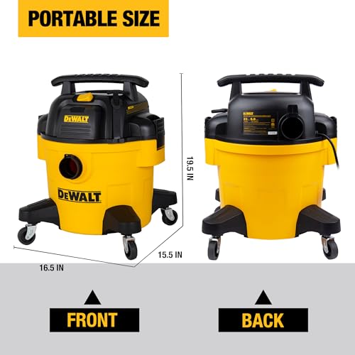 DEWALT DXV06P 4 Peak HP Shop Vacuums, 6 Gallon Poly Wet/Dry Vac, Heavy-Duty Shop Vacuum with Blower Function Yellow+Black - Image 5