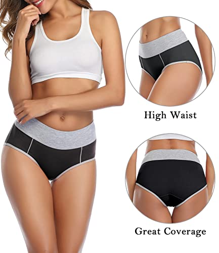 Image of wirarpa Women's Cotton Underwear High Waist Full Coverage Brief Panty Multipack