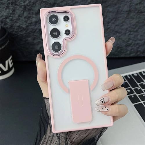 Étui pour S23Ultra de luxe mat rose avec support