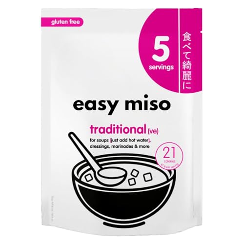 Traditional Miso Easy Soup Paste 105g (5sachets) Pack of 5, Compatible with Itsu Gyoza, Vegan Instant Protein Soy Bean Broth Dressing Marinade Seasoning with Welari Thank You Card | (5pack) (525g)