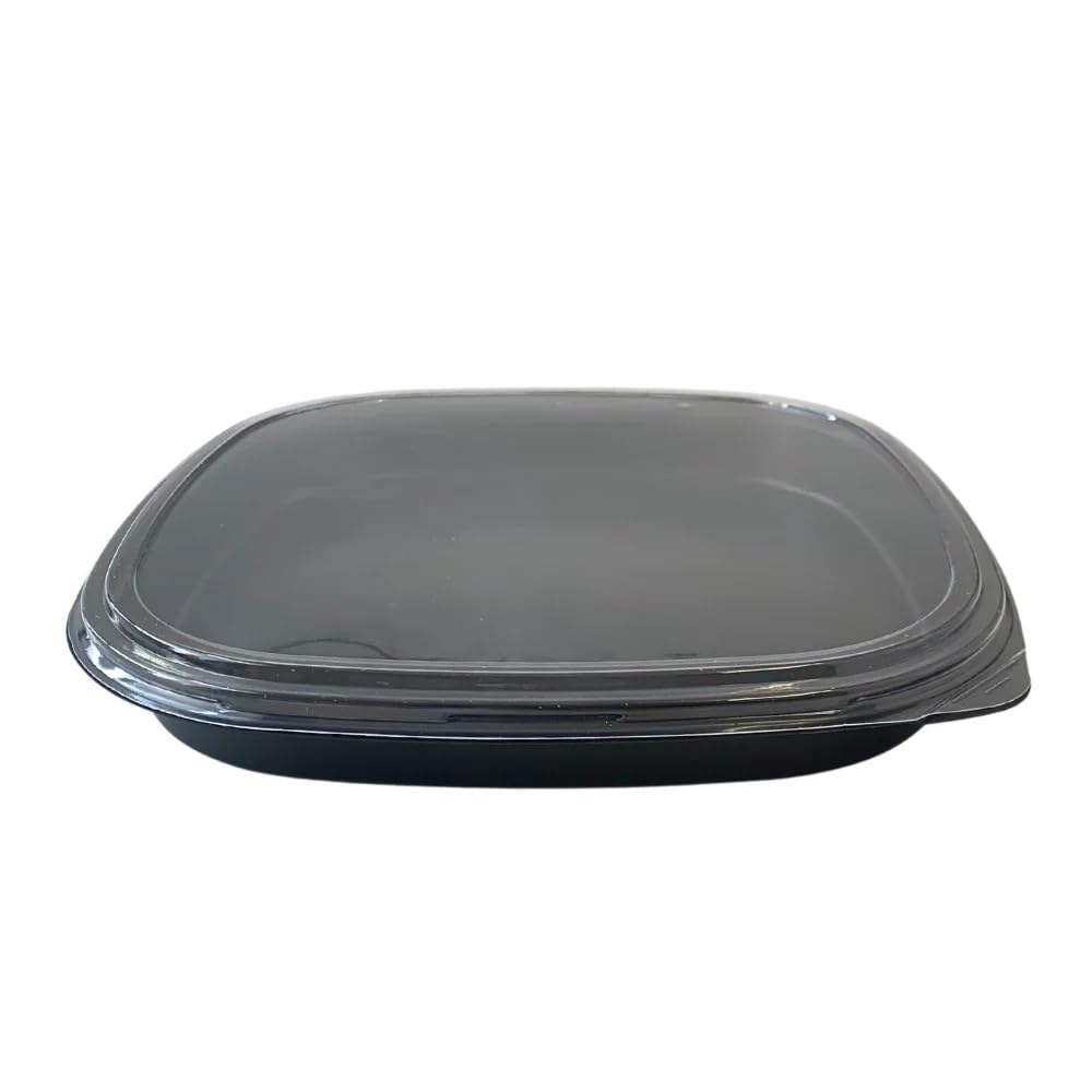 Harvest Party Tray HP-50 Black - 25 Sets | Large Disposable Party Tray with Lid | Base: 349 × 349 × 40 mm | Lid: 349 × 349 × 13 mm