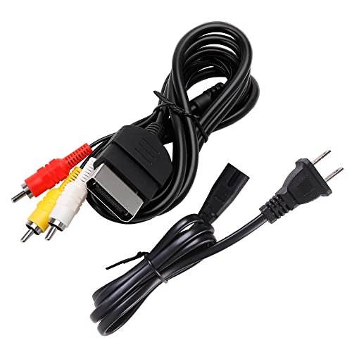 Power Cord and AV Cable for Xbox, 2 Prong Power Supply & Audio Video RCA AV Cable Replacement Set Compatible with Xbox Consoles(1st Generation)