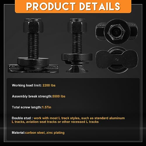Therwen 10 Pcs L Track Double Lug Threaded Stud Nut Fitting Tie Down Bearing 5500 LBS Using with L Track Rail to Create Heavy Duty Bolt Down Anchor Points for Trailer Truck Bed Cargo Control by Therwen - Image 3