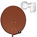 Produktbild PremiumX Digital SAT Anlage 80 cm Schüssel Spiegel Aluminium Antenne Ziegelrot ALU + Opticum Quad LNB 0,1dB für 4 Teilnehmer Satanlage