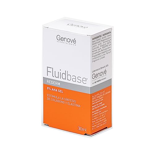 Fluidbase Rederm | 8% AHA Gel Forte | Antiaging | Pieles Sensibles Secas y Acnéicas | Deja la Piel Suave y Lisa | Combate Arrugas, Hiperpigmentación, Acné-Moderado y Lesiones Actínicas | 30 ml