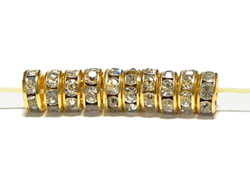 R172C Gold Plated Crystal Rhinestone 6 mm Rondelle Spacer Beads Brass Metal Beads Gold Colour A Quality Rhinestone Beads Rhinestones R172C - Image 4