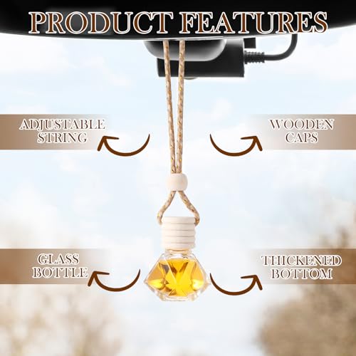 Image of DaisyInner 200 Sets Car Diffuser Bottles Empty Bulk Hanging Car Air Freshener Diffuser Bottles Glass Perfume Holder with Instruction Cards for Essential Oil Wedding Bridal Birthday Gifts (Diamond)