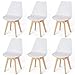 Produktbild WAFTING 6er Set Esszimmerstühle Gepolsterter Stuhl mit Buchenholz-Beinen und Weich Gepolsterte Chair für Esszimmer Wohnzimmer Schlafzimmer Küche Besprechungsraum, (Gepolstert weiß)