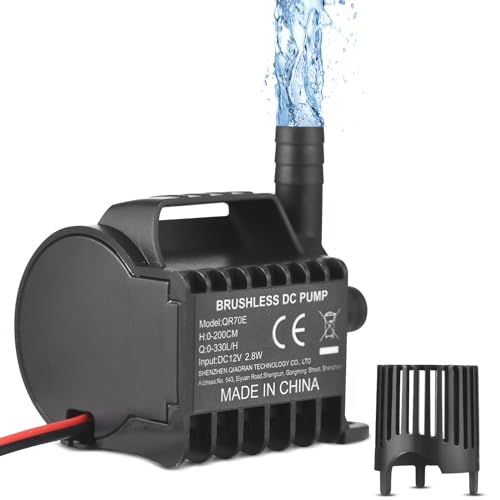 Irishom 12V Submersible Water Pump Electric 500L/H Small Fountain Pump with Max 4.9ft Lift, 1.6ft Wire and Suction Cup Base, Portable Mini Pump for Fish Tank, Pond, Aquarium, Pet Drinking