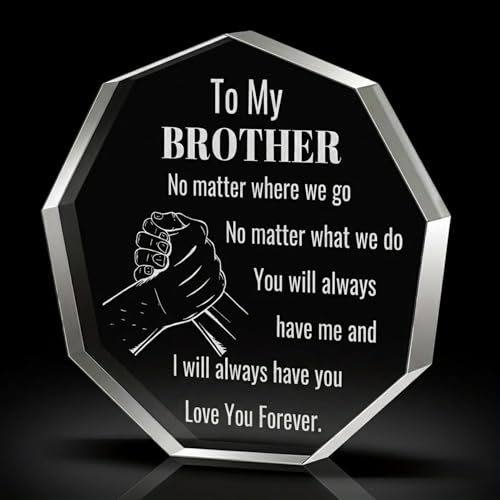 Image of DIGI ARTS Seasonal Decoration, Collectible Figurines inchto My Brother inch Clasped Hands Quote Acrylic Decorative Plaque & Typography, Durable Acrylic Ornament, Home Shelf & Tabletop Decor, Heartfelt Birthday