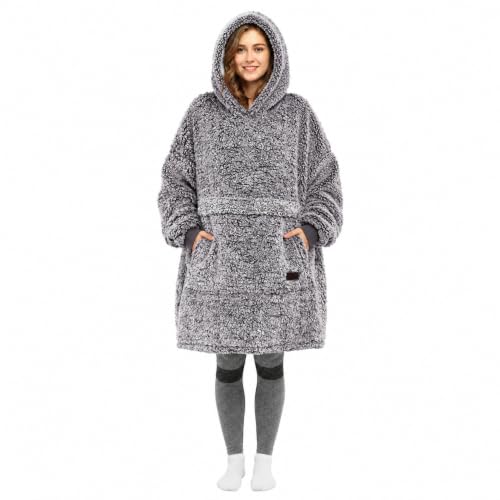 Image of Catalonia Oversized Hoodie Blanket Sweatshirt, Comfortable Sherpa Giant Pullover with Large Front Pocket for Adults Men Women Teenagers Wife Girlfriend