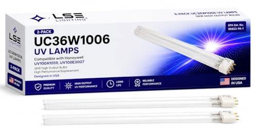 LSE Lighting 2-Pack UC36W1006 UV Lamps – Compatible with Honeywell UV100A1059, UV100E3007 – 36W High Output UV-C Bulbs – High Performance Replacement – Designed in USA by LSE Lighting - Used condition - US$16.89