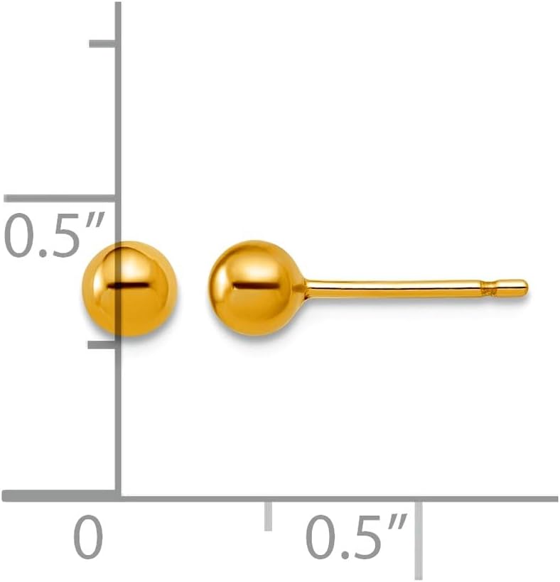 1/20 14k Gold Filled 4mm Ball Post Earrings 4x4mm Wide Ball Earring for Women