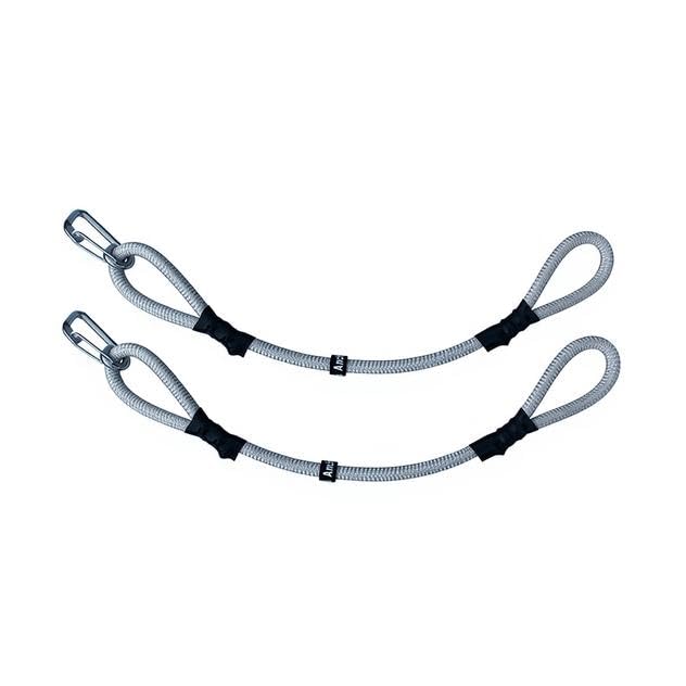 Anchor Shock - Dock Shock - Bungee Dock Lines for Boats Boat Dock Rope & Mooring Lines with Shock Absorber Heavy Duty Boat Tie Off Ropes (2-Pack Silver) - [24in Stretches to 40in] - Made in USA