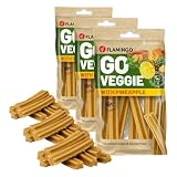 Flamingo Leckerli Hund – Veggie Stange mit Ananas klein – 78g – glutenfrei – kalorienarm – Zahnpflege Snack (Packung mit 3)