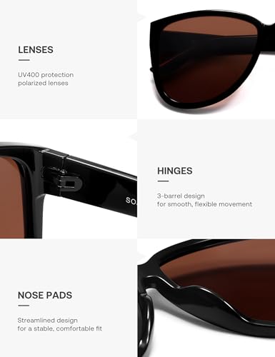 Image of SOJOS Trendy Big Oversized Polarized Sunglasses Womens Mens, 70s 80s Retro Vintage Pilot Shades SJ2643
