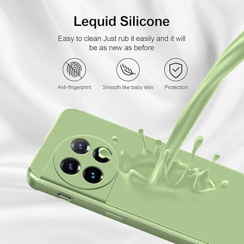 Image of DIZORO Compatible with Oneplus 11 5G Back Cover with Upgraded Square Edges for Camera Protection Shockproof Flexible Matte Liquid Silicone Mobile Phone Case (Matcha)