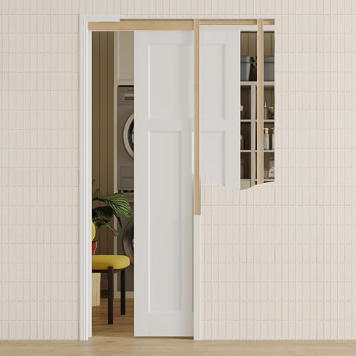 Image of Sliding Pocket Door, 24 inch x 80 inch, T-Shaped Core with Frame and Hardware Kit Set, Interior Doors for Pocket Door, White Primed - No Panel Assembly Required
