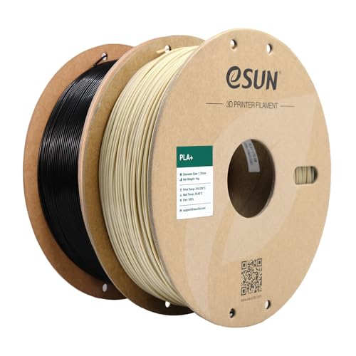 Image of eSUN PLA+ Filament 1.75mm, 3D Printer Filament PLA Plus, Dimensional Accuracy + /- 0.03mm, 1KG per Spool, 2 Spools 3D Printing Filament, Bone White + Black