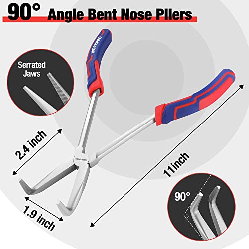 Workpro 3Pc Long Reach Pliers Set, 11 Inch Extra Long Needle Nose Pliers Set Includes Long Reach Straight Pliers thumb #3