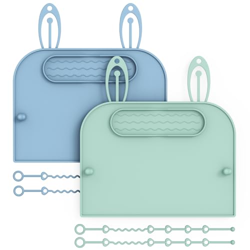 Image of 2Pack Silicone Placemats for Baby&Kid, Stain-Proof Non-Slip Baby Place Mat for Restaurant Highchair& Home Dining, Baby-led Food mats for Travel, Portable Toddler Table mat-Waterproof&Dishwasher Safe