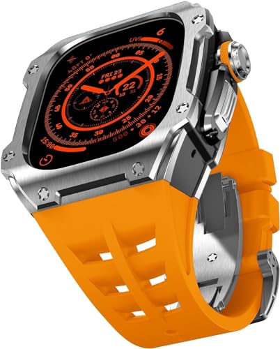 Boîtier Apple Watch Ultra 2 EZZON acier et caoutchouc fluor style RM