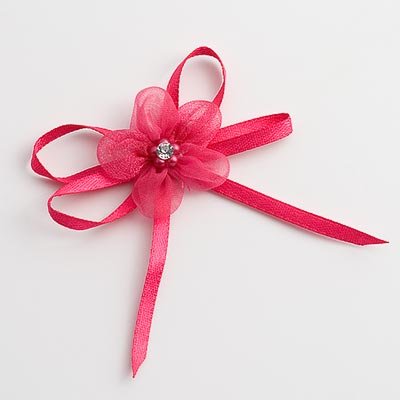 Italian Options Satin Self-Adhesive Diamante Centre Flower Bows 12-Piece Pack, Fuchsia Pink