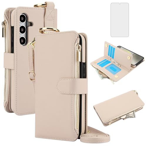 Étui portefeuille pour Samsung S24 Plus avec fermeture éclair et blocage RFID
