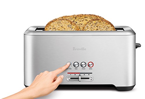 Image of Breville Countertop Compact Wave Soft-Close Microwave Oven, Silver, BMO650SIL and Breville Bit More 4-Slice Toaster, Brushed Stainless Steel, BTA730XL