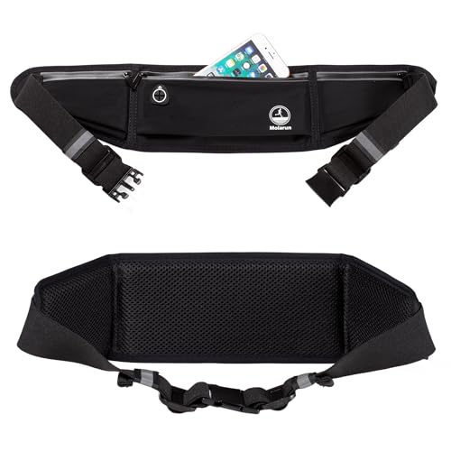 Image of Slim Running Belt Phone Holder Fanny Packs for Women Men - Black | Jogging Pouch, For Hiking Cycling Workout, Travelling Money Belt, Phone Holder