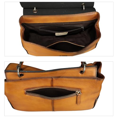 Genuine Leather Handbag Satchel for Women Retro Leather Crossbody Bag Pouch Vintage Ladies Handbag Purse - Image 8