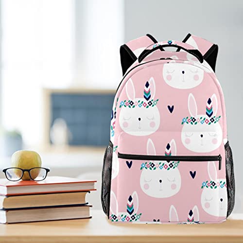 Sac à dos lapin blanc mignon avec porte-bouteille latéral intégré