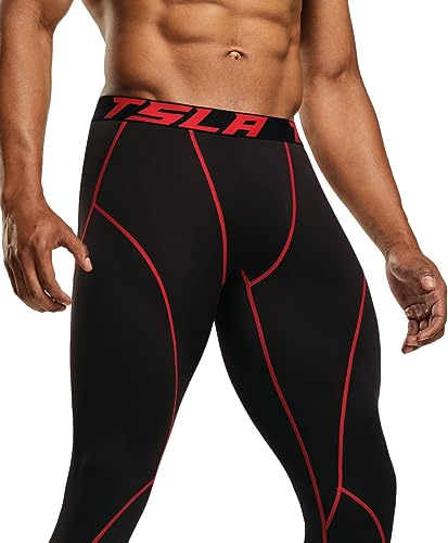 Image of TSLA 1 or 2 Pack Men's Thermal Compression Pants, Athletic Sports Leggings & Running Tights, Wintergear Base Layer Bottoms