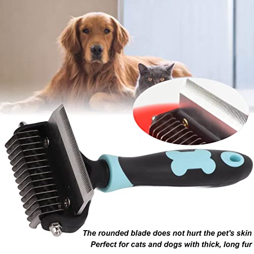 Ancinho para cuidados de animais de estimação, removedor de pelos dupla face, de aço inoxidável, par