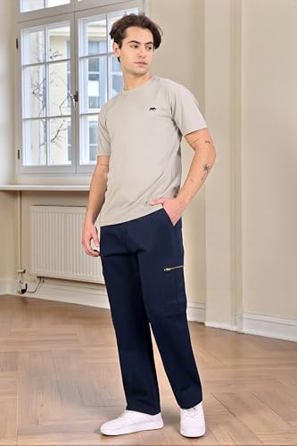 Image of RynoGear Oversized Cotton Cargo Pants for Men || Pant for Man || Wide Leg Cargo for Men || Brass Metal Zipper on Fly & Side Cargo Pockets