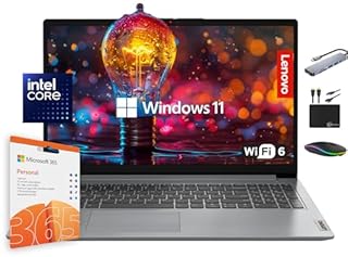 Lenovo IdeaPad Laptop Computer 2025, 15.6" Display, 12GB RAM, 1.1TB Storage (500GB SSD + 128GB eMMC + 500GB Ext), Intel Dual Core Processor, Long Battery, MarxsolAccessory, 1 Year Office 365, Win 11