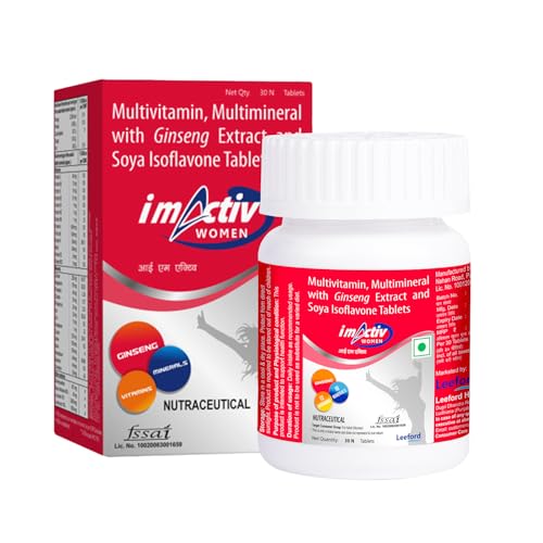 Image of I M Activ Multivitamin Tablets for Women | Daily Nutrition With Vitamin C, B3, E, Isoflavone, Ginseng Ext. & Mineral Blend | For Energy, Immunity & Metabolism Support | 30 Tablets