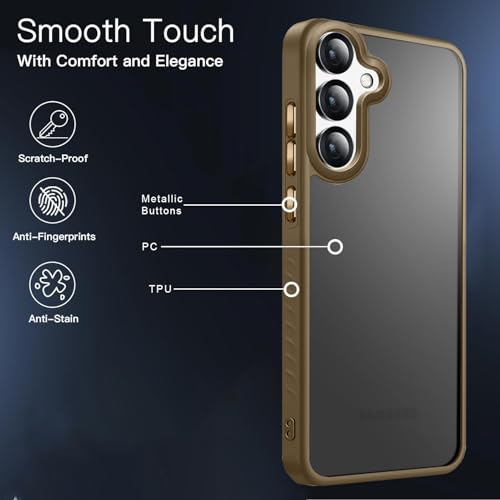 Image of KARWAN️ Shockproof Back Case Cover for Samsung Galaxy S24 | Camera Protection Bump |Shockproof Back Case Cover for Samsung Galaxy S24 - Brown
