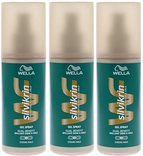 3 x 150ml Wella Silvikrin Dual Benefit Brilliant Shine & Hold Gel Spray - No.3 Strong Hold