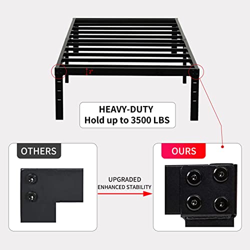 Image of Wulanos Twin XL Bed Frames, Heavy Duty Metal Frame with Steel Slats Support, No Box Spring Needed, 16 Inch High Platform with Storage, Non-Slip and Noise-Free