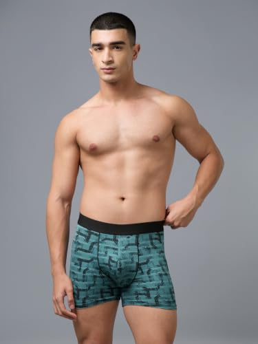 Image of TECHNOSPORT Men's Colorblock Trunks Underwear with ElastoLITE 4 Way Stretch Lightweight Breathable Moisture Wicking Soft Anti Odour Anti Microbial Comfort Fit Boxer Briefs Innerwear for Men